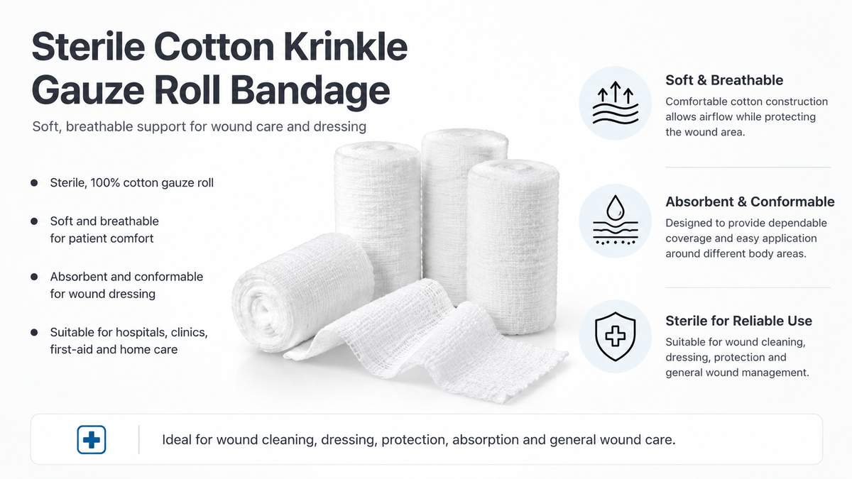 Sterile Cotton Krinkle Gauze Roll Bandage
