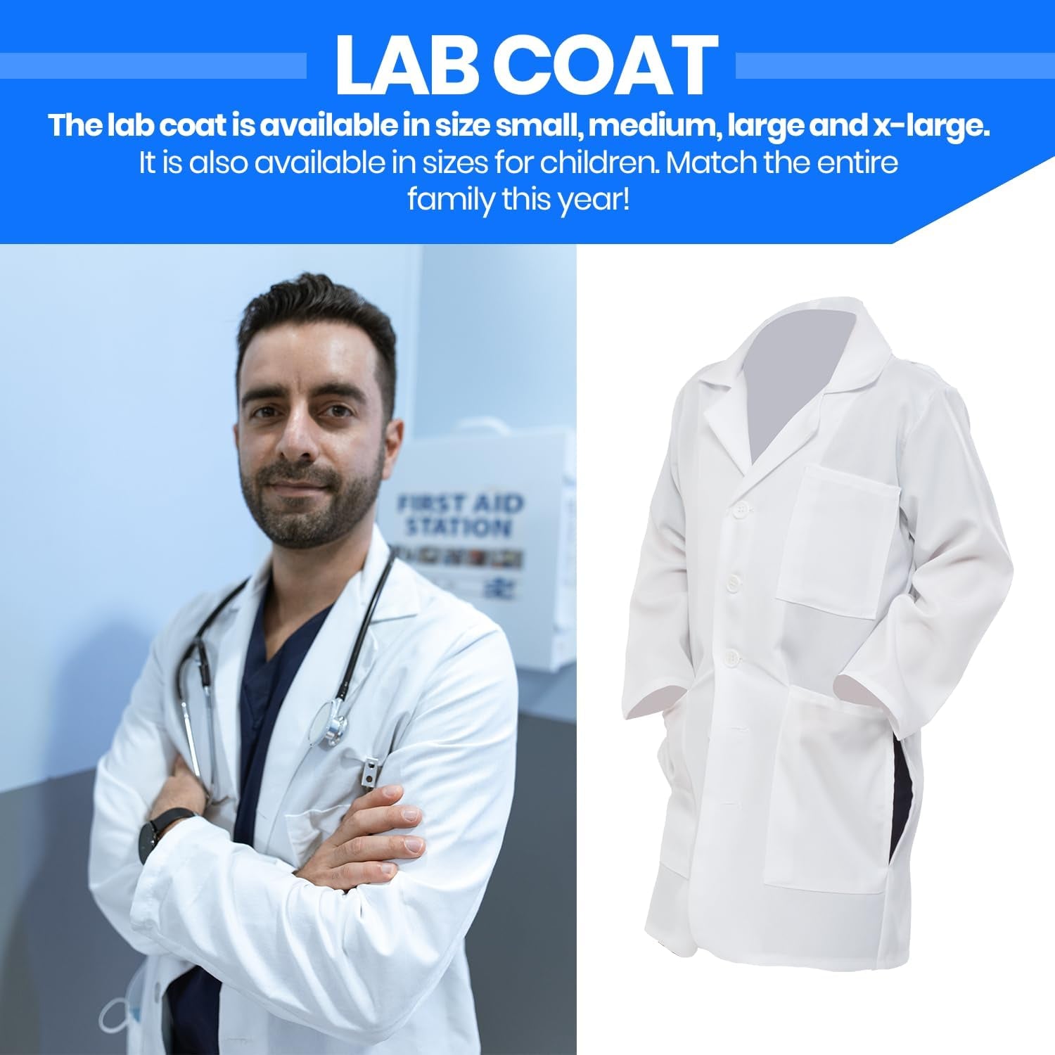 Lab Coat - Doctors White Lab Coat Costume for Adults - 3/4 Length Lightweight Lab Coats for Women and Men