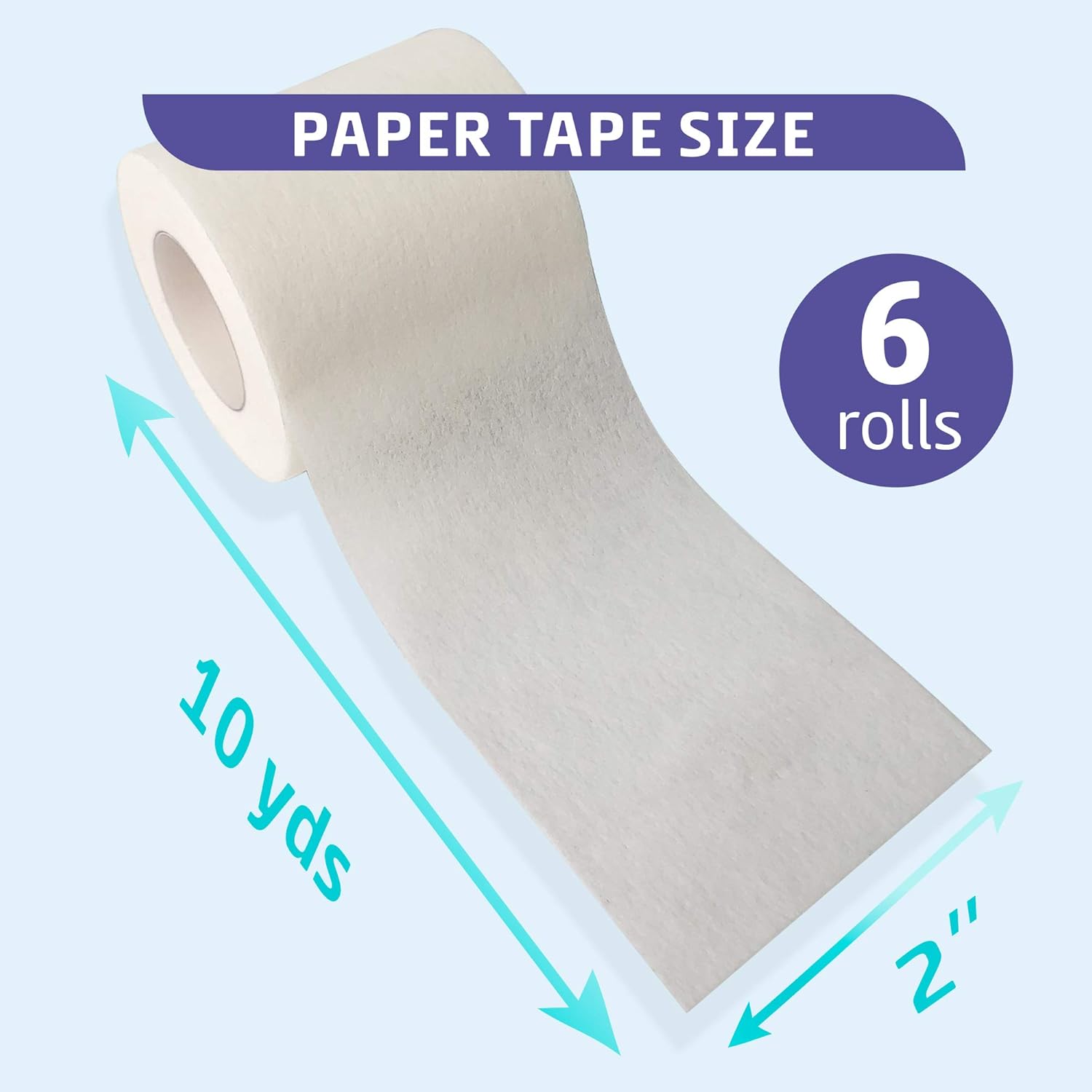 Soft Paper Surgical Tape 2" X 10 Yards, Gentle Adhesion and Hypoallergenic, 6 Rolls