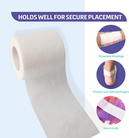 Soft Paper Surgical Tape 2" X 10 Yards, Gentle Adhesion and Hypoallergenic, 6 Rolls