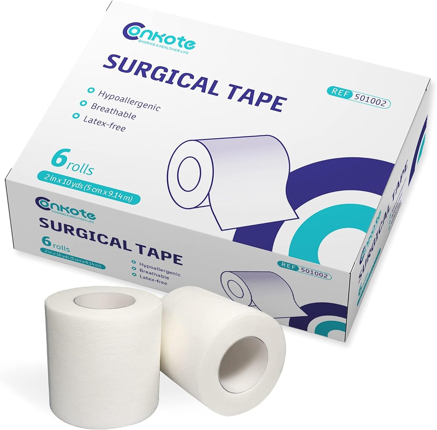 Soft Paper Surgical Tape 2" X 10 Yards, Gentle Adhesion and Hypoallergenic, 6 Rolls
