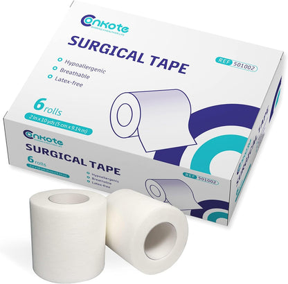 Soft Paper Surgical Tape 2" X 10 Yards, Gentle Adhesion and Hypoallergenic, 6 Rolls