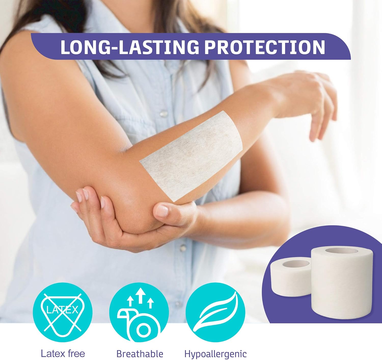 Soft Paper Surgical Tape 2" X 10 Yards, Gentle Adhesion and Hypoallergenic, 6 Rolls