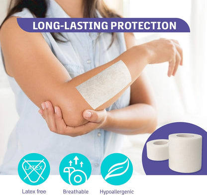 Soft Paper Surgical Tape 2" X 10 Yards, Gentle Adhesion and Hypoallergenic, 6 Rolls