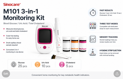 SINOCARE M101  3 IN 1 METER CHOLESTEROL, BLOOD GLUCOSE, LIPD PROFILE
