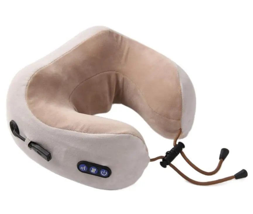 U-Shaped Electric Neck Massager - Portable Cervical & Shoulder Relief Pillow for Home, Travel, and Car Relaxation