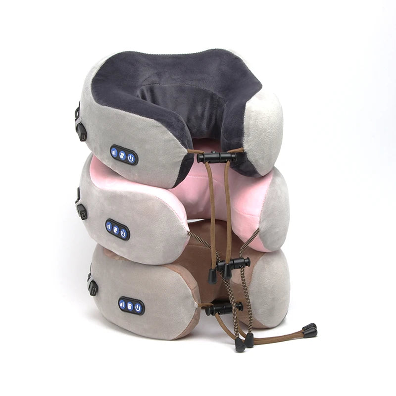 U-Shaped Electric Neck Massager - Portable Cervical & Shoulder Relief Pillow for Home, Travel, and Car Relaxation