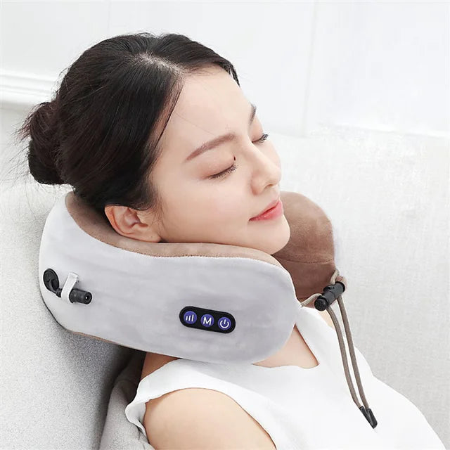 U-Shaped Electric Neck Massager - Portable Cervical & Shoulder Relief Pillow for Home, Travel, and Car Relaxation
