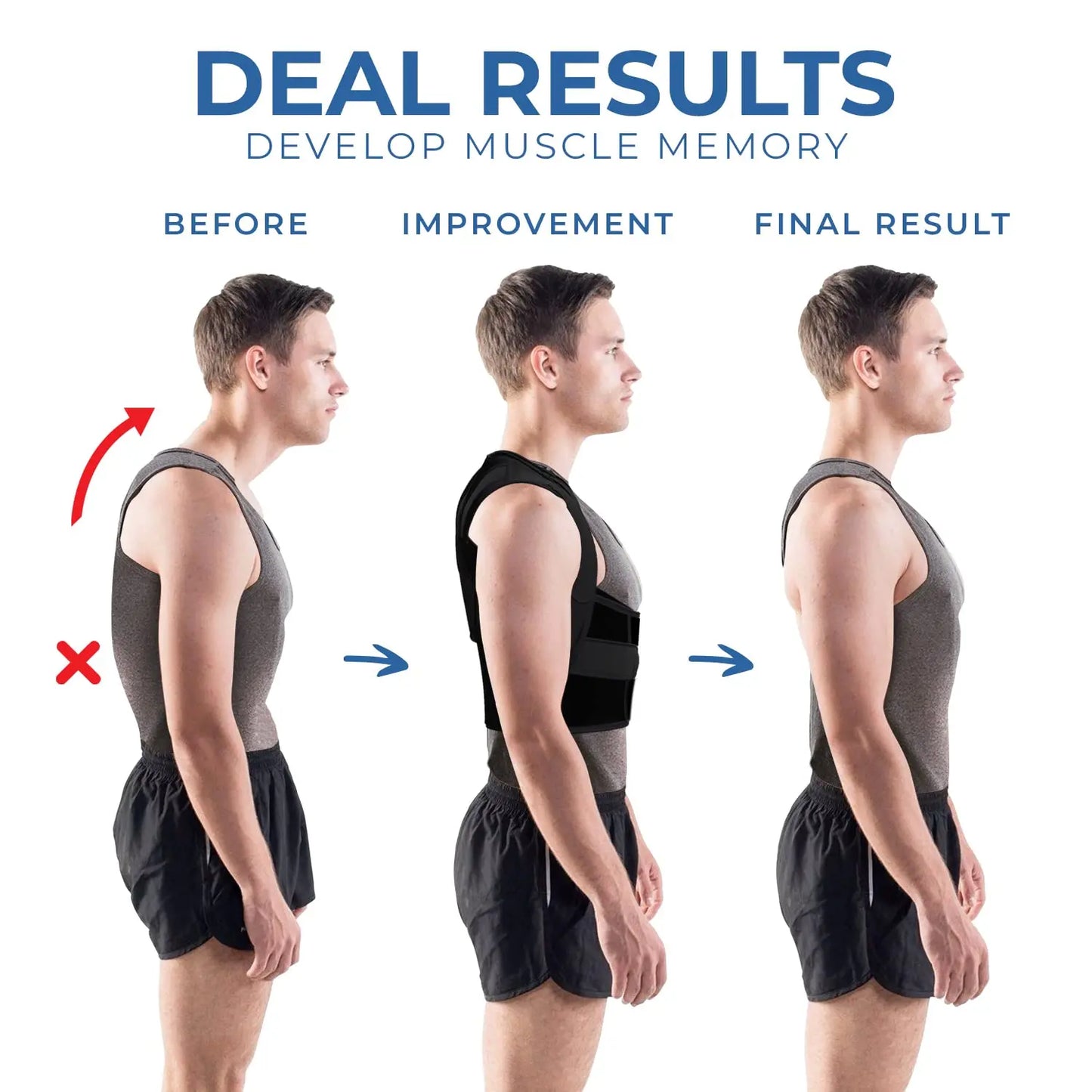 Adjustable Back Brace for Men – Upper & Lower Back Support, Breathable XL Black