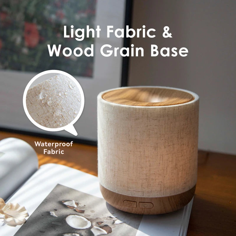 Stylish Wood Grain Mini Humidifier & Aroma Diffuser - 200ml Ultrasonic Cool Mist for Home Fragrance