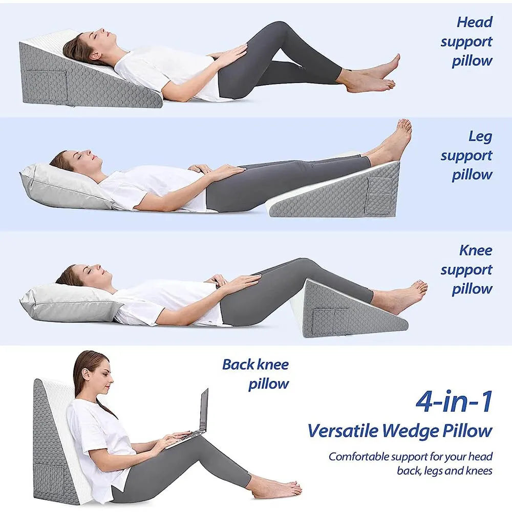 Bed Wedge Pillow for Acid Reflux & Post-Surgery — Air-Layer Foam Elevation