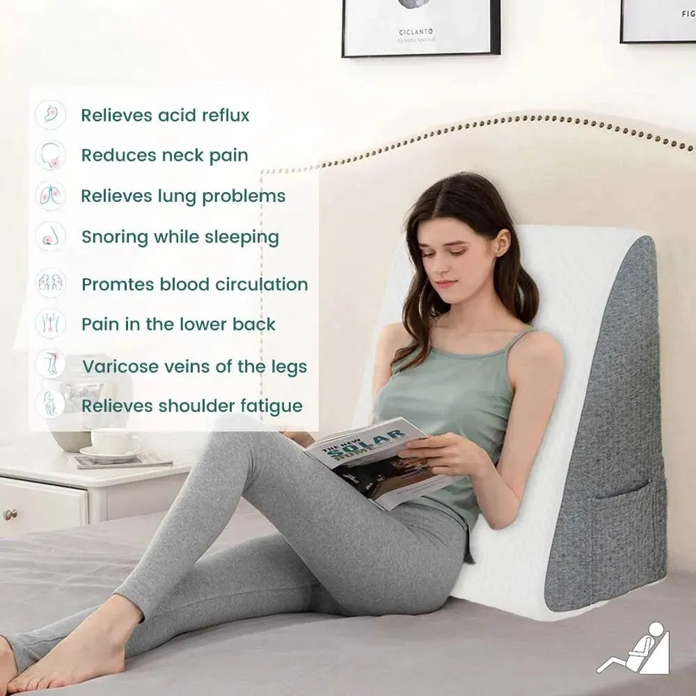 Bed Wedge Pillow for Acid Reflux & Post-Surgery — Air-Layer Foam Elevation