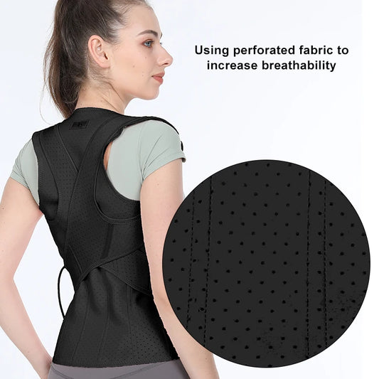 Adjustable Back Brace for Men – Upper & Lower Back Support, Breathable XL Black